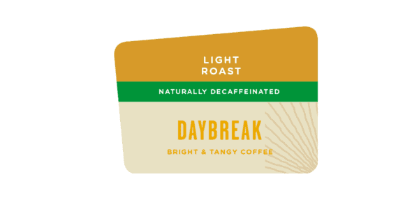 Label for Daybreak Decaf Light Roast