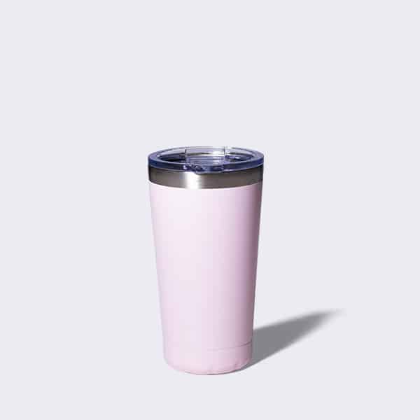 16 ounce pink stainless steel tumbler
