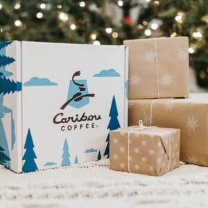 Caribou Coffee gift box with other presents