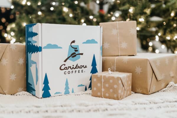 Caribou Coffee gift box with other presents