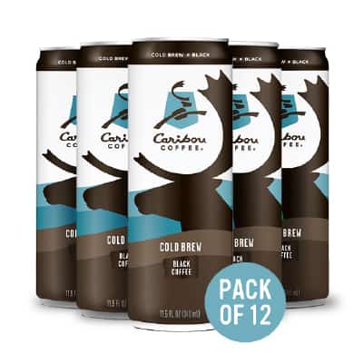 Pack of 12 pack Caribou Coffee® Cold Brew are available for coffee subscriptions.