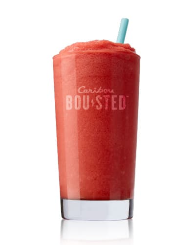 Blended Strawberry Mango. Caribou BOUsted caffeinated beverages