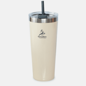 White Stainless Steel Cold Tumbler with a Straw
