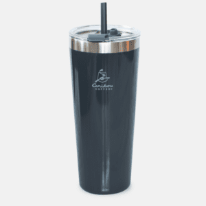 Black Stainless Steel Cold Tumbler with a Straw