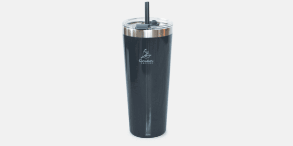 Black Stainless Steel Cold Tumbler with a Straw