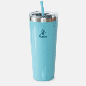 Blue Stainless Steel Cold Tumbler with a Straw