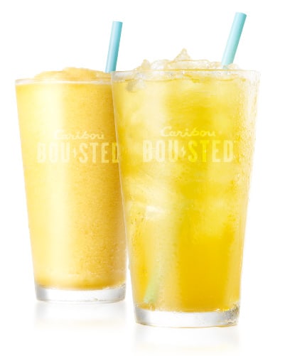 Green Tea Lemonade Sparkling and Blended. Caribou BOUsted caffeinated beverages
