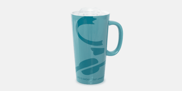 Caribou Coffee Latte mug. Front with a leaping BOU