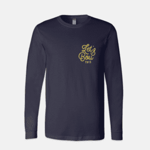 Navy long sleeve with let's bou this on the front