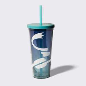 Blue Cold Cup Tumbler with White Caribou Coffee logo
