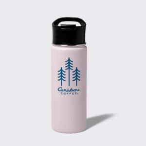Pink stainless steel tumbler with blue trees