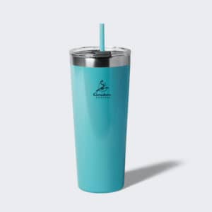 Blue tumbler with a blue straw