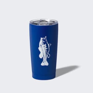 Blue tumbler with a fish on it. Add this to your cart now