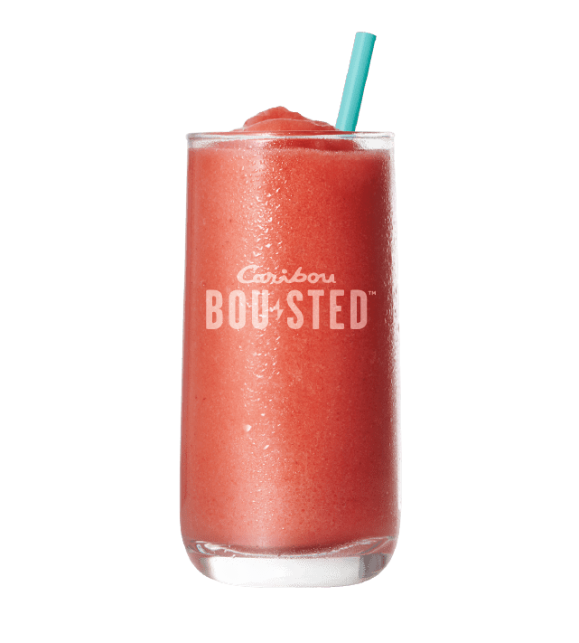 Blended Strawberry Daiquiri. Caribou BOUsted caffeinated beverages