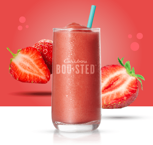 Blended Strawberry Daiquiri. Caribou BOUsted caffeinated beverages