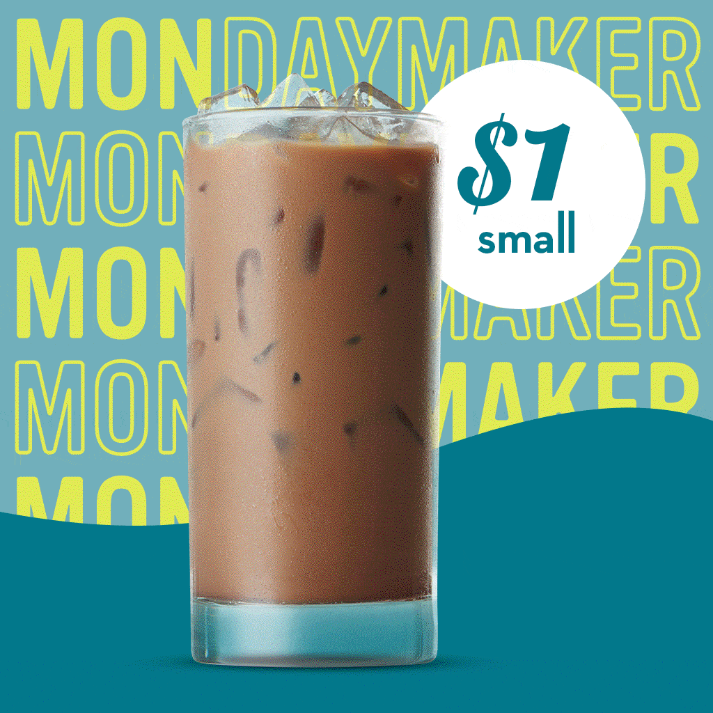 Monday August 8 enjoy a classic mocha for $1 small, $2 medium, $3 large, $4 XL