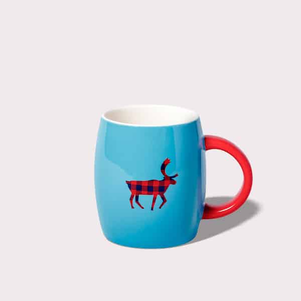Blue mug with a caribou on the front