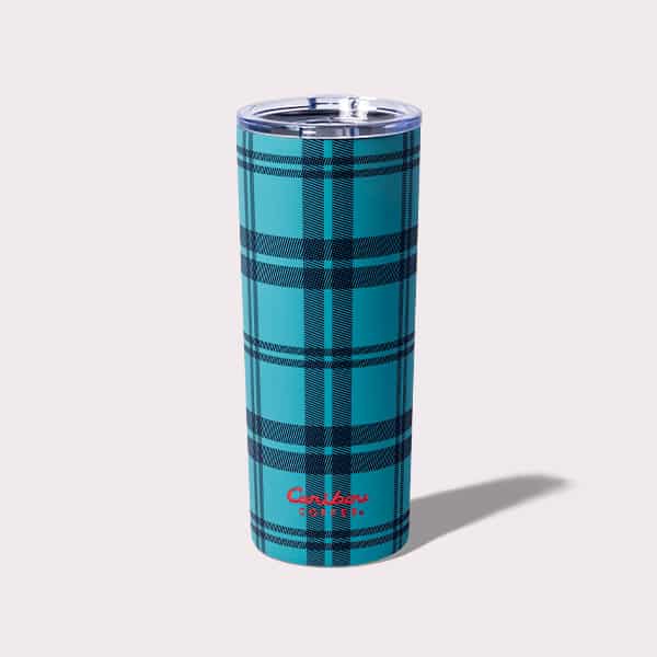 Blue and red plaid tumbler