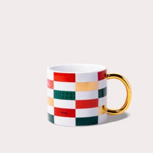Checkered white and holiday colored mug