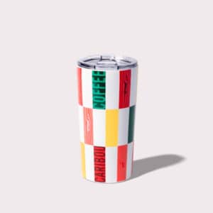 Checkered white and holiday colored tumbler