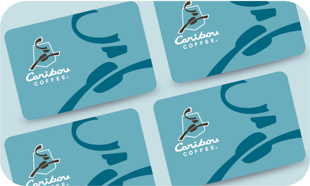 Four physical caribou coffee gift card