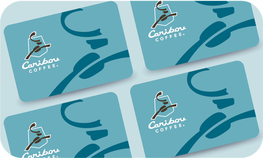 Four physical caribou coffee gift card
