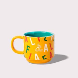 Yellow Mug with Fa La Latte lettering