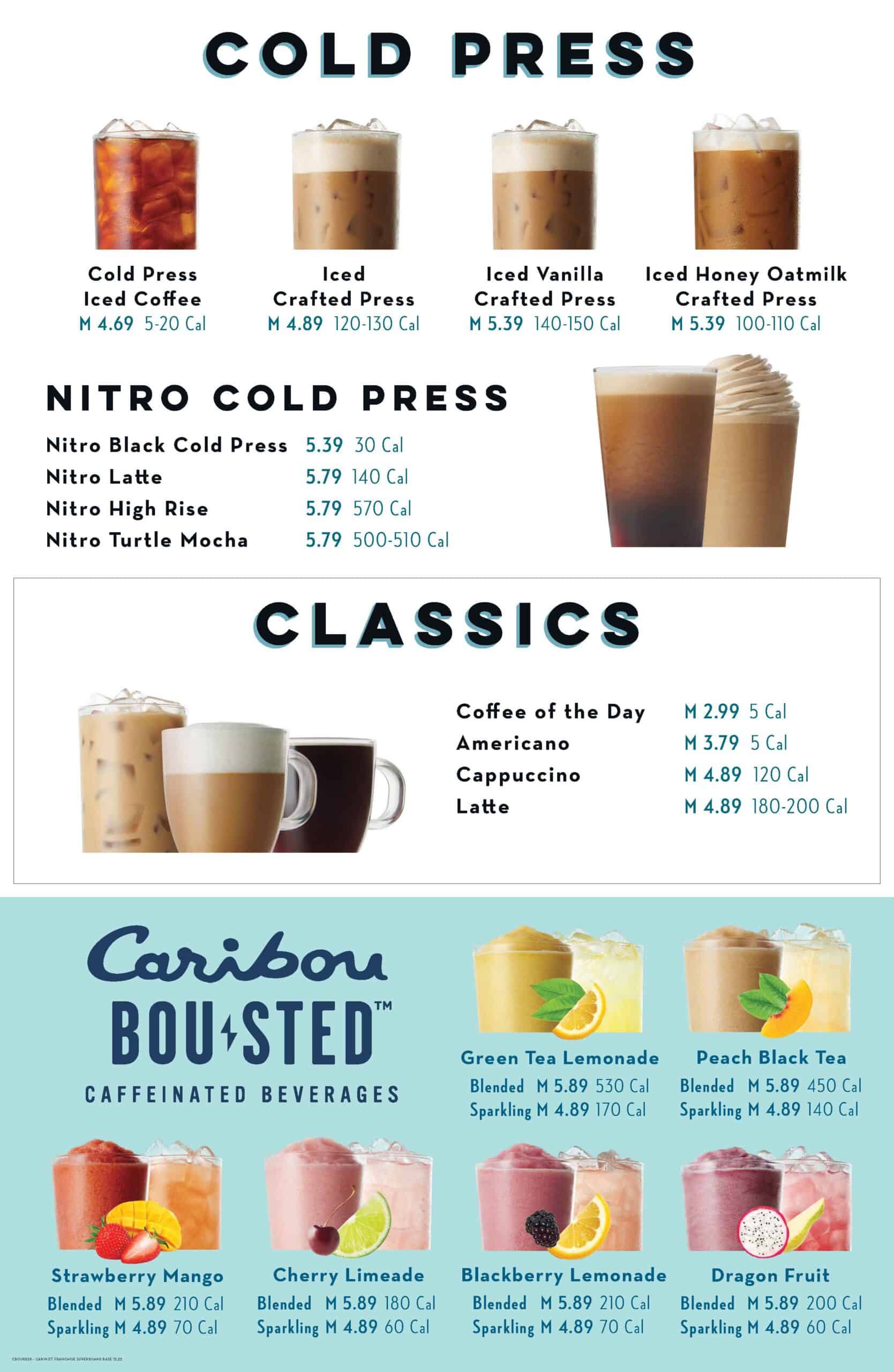 Cold Press, Classic Beverages and Caribou BOUsted beverages
