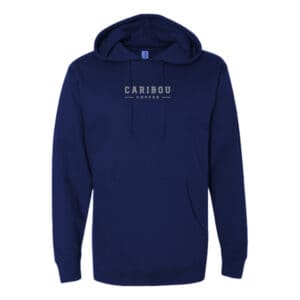 Navy Hoodie with Caribou Coffee logo