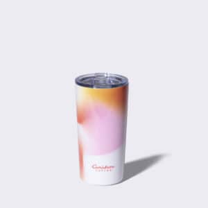 Pink and orange short stainless steel coffee tumbler