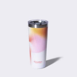 Pink and orange stainless steel coffee tumbler