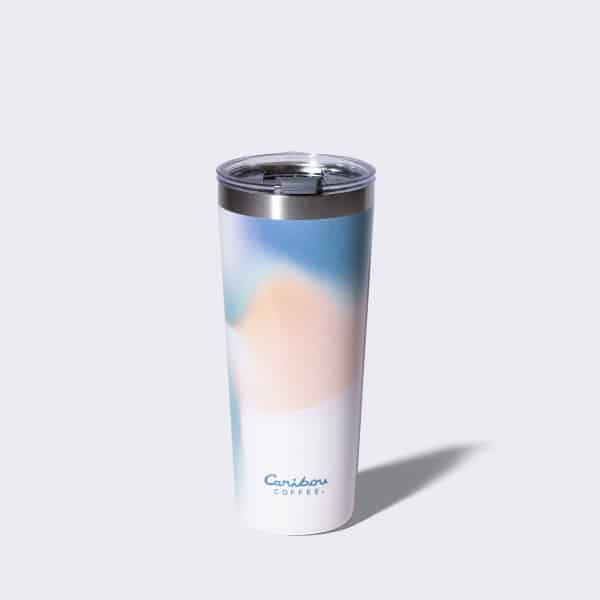 Blue sunset stainless steel coffee tumbler.