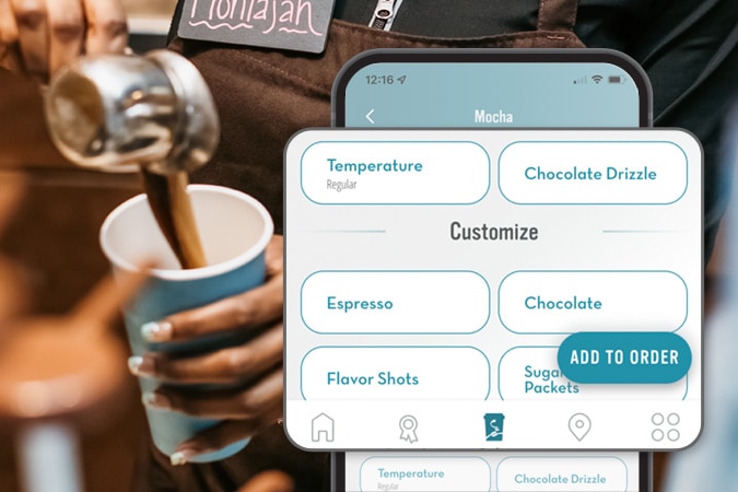 Customize with the Caribou Coffee app.