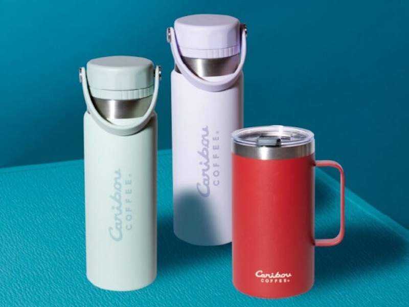 Three drinkware items available from cariboucoffee.com.
