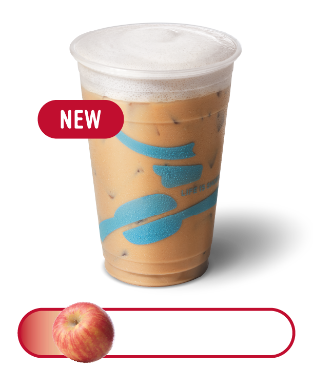 Iced Caramel Latte with Honeycrisp Cold Foam and low honeycrisp apple intensity scale