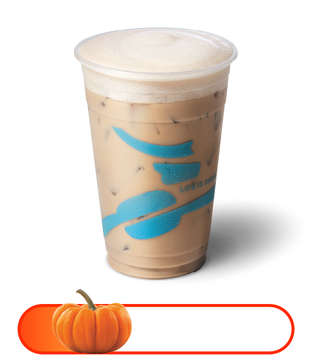 Iced White Mocha with Pumpkin Cold Foam and low pumpkin intensity scale
